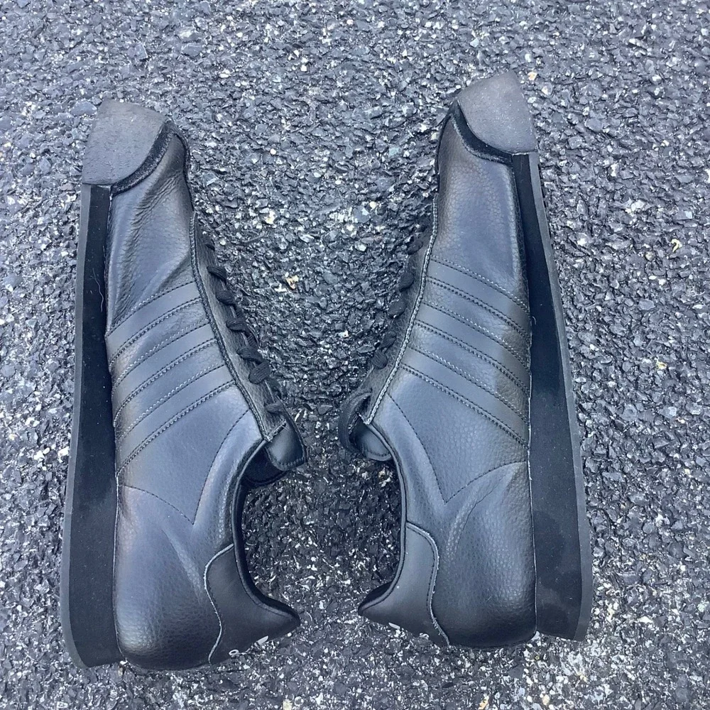 Adidas Samoa Mens Shoes Triple Black Leather Sneakers G22596 Size 13